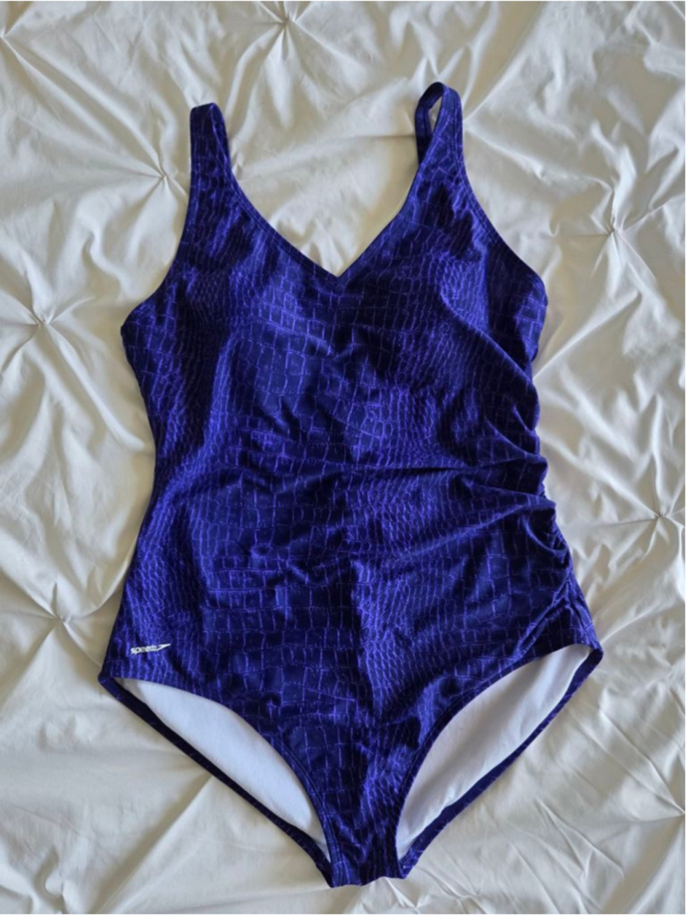Speedo Purple Reptile Print Slimming One Piece Swimsuit Tummy Control Size 12